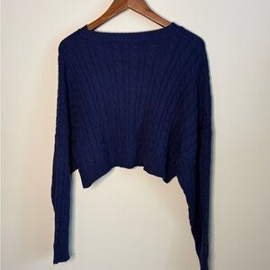 Altered State Navy Cable Knit Cropped Sweater Boxy Medium